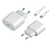 Tinklo įkroviklis 220V USB C 20W + iPhone 12/13 8pin (Lightning) 1m baltas (white) 